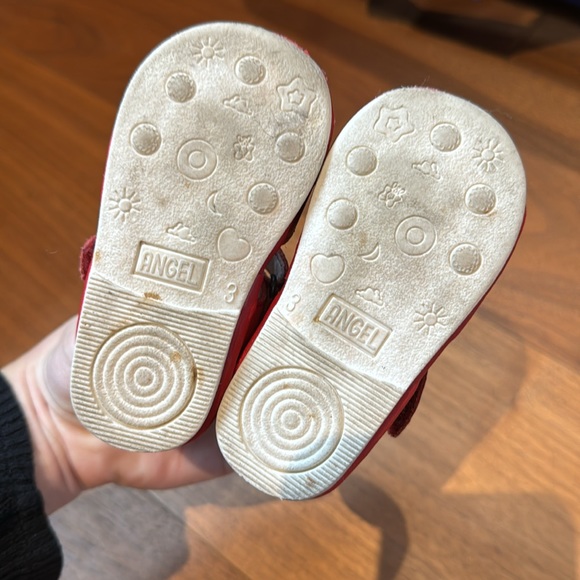 Angel Baby Girls Open Toe Heart Leather Sandal Shoes / size 3 Infant Toddler - Picture 4 of 4